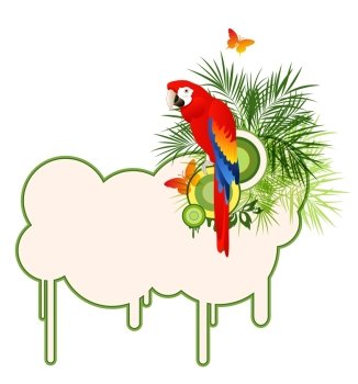 Summer tropical  background with red parrot