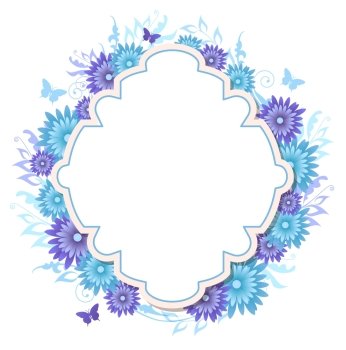 Decorative vector background with blue flowers