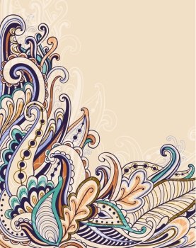 Decorative abstract vector hand drawn floral background 