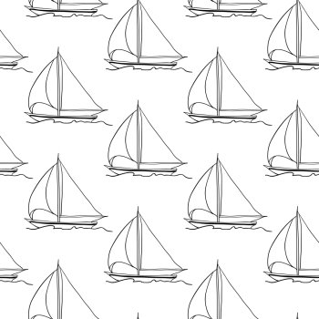 seamless wallpaper with a sailboat on the ocean waves