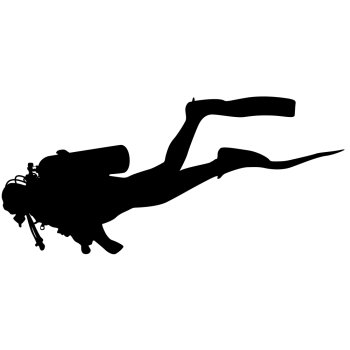 The Black silhouette scuba divers. Vector illustration.. Black silhouette scuba divers. Vector illustration.