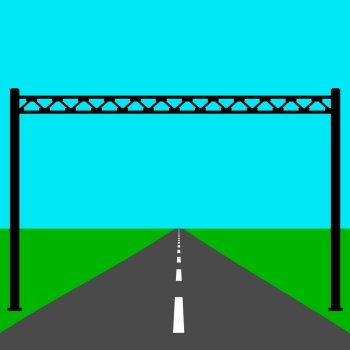 Blank road sign on the road.  Vector illustration.