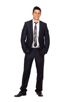 Happy Confident Young Business Man Isolated on White