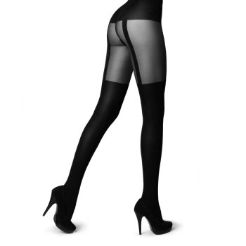 Slim female legs in stockings isolated on white. Conceptual fashion art photo