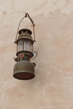 Old lantern on the wall. Sharjah UAE