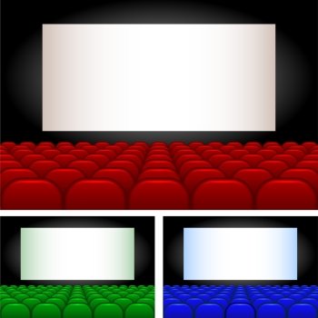 Collection auditoriums of different colors.Clipping Mask.