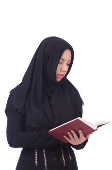 Young muslim female student with books