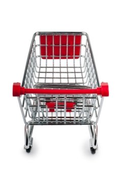 Shopping cart against the white background