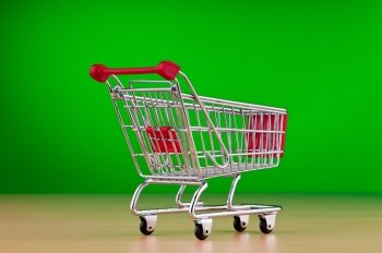 Shopping cart against the  background
