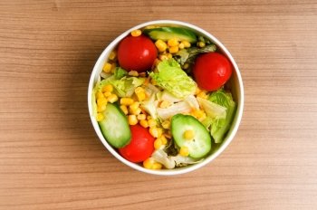 Close up of bowl with vegetable salad