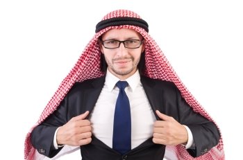 Arab businessman in eyeglasses  isolated on white