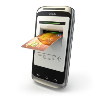 Mobile banking. Mobile phone as atm and credit card. 3d