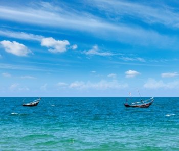 Fishing boats  in sea. Mui Ne, Vietnam