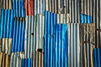 Corrugated iron fence abstract background texture