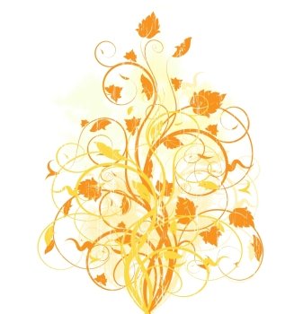 Autumn grunge background with floral design