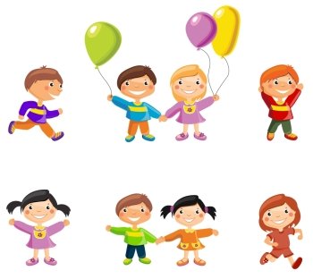 Vector illustration, girls and boys, cartoon concept, white background.