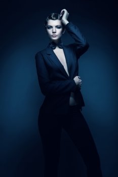 elegant woman in black blazer