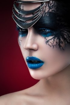 girl with black and blue make-up
