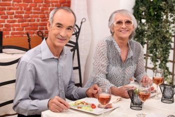 Mature couple in restaurant