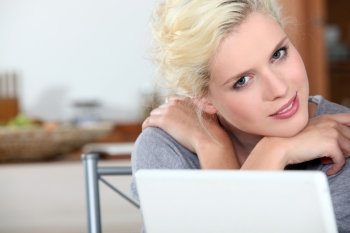 Woman in front of her laptop