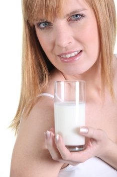Woman  with a glass of milk
