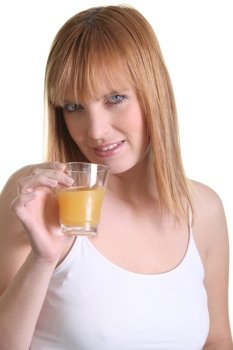 young woman drinking fresh orange juice