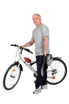 Middle-aged man with bike