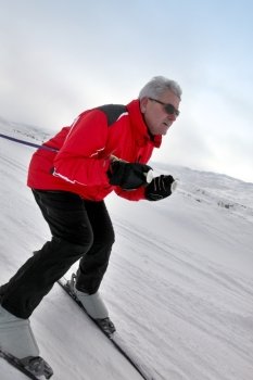 Middle-aged male skier