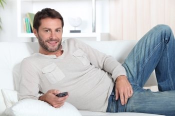 Man with remote control