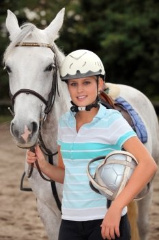 girl with white horse