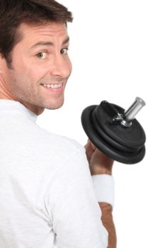 Man doing weight training