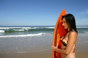 Woman going surfing