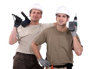 Manual workers with power tools