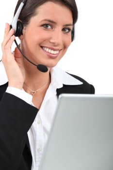 Young receptionist with headset