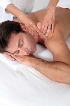 Man enjoying back massage