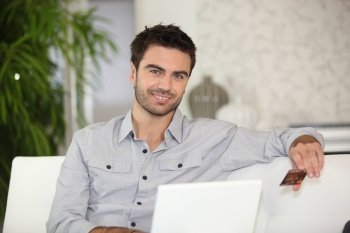 Man making online purchase
