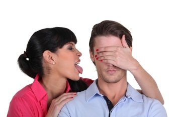 woman teasing her man