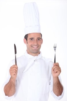 Chef a knife and fork