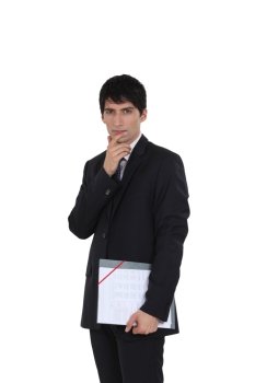 Accountant standing on white background