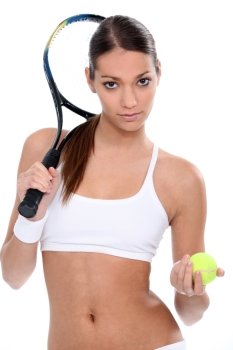 Young woman ready for tennis