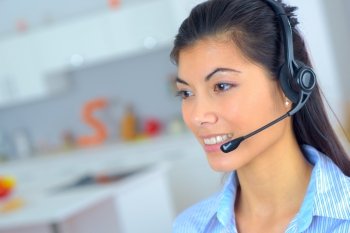 Female telephone sales worker