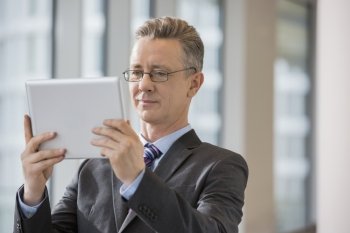 Businessman looking at digital tablet in office