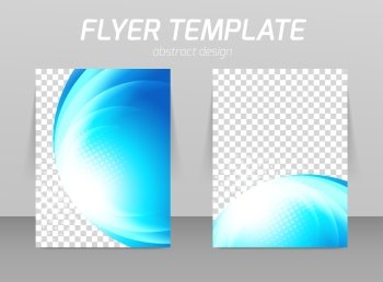Flyer template abstract design in blue color and light effect