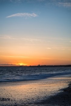 Beautiful sunset over beach long exposure landscape