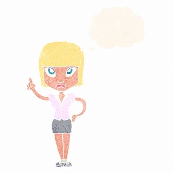 cartoon pretty girl with idea with thought bubble