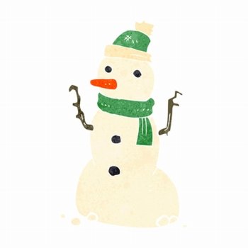 retro cartoon snowman