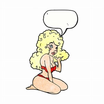 cartoon pin up girl with speech bubble