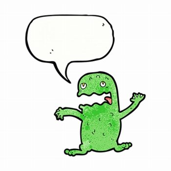cartoon funny frog with speech bubble