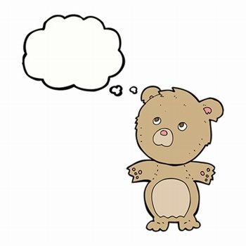 cartoon funny teddy bear with thought bubble
