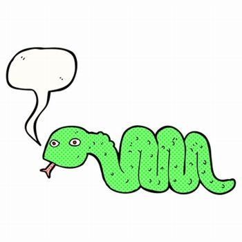 funny cartoon snake with speech bubble